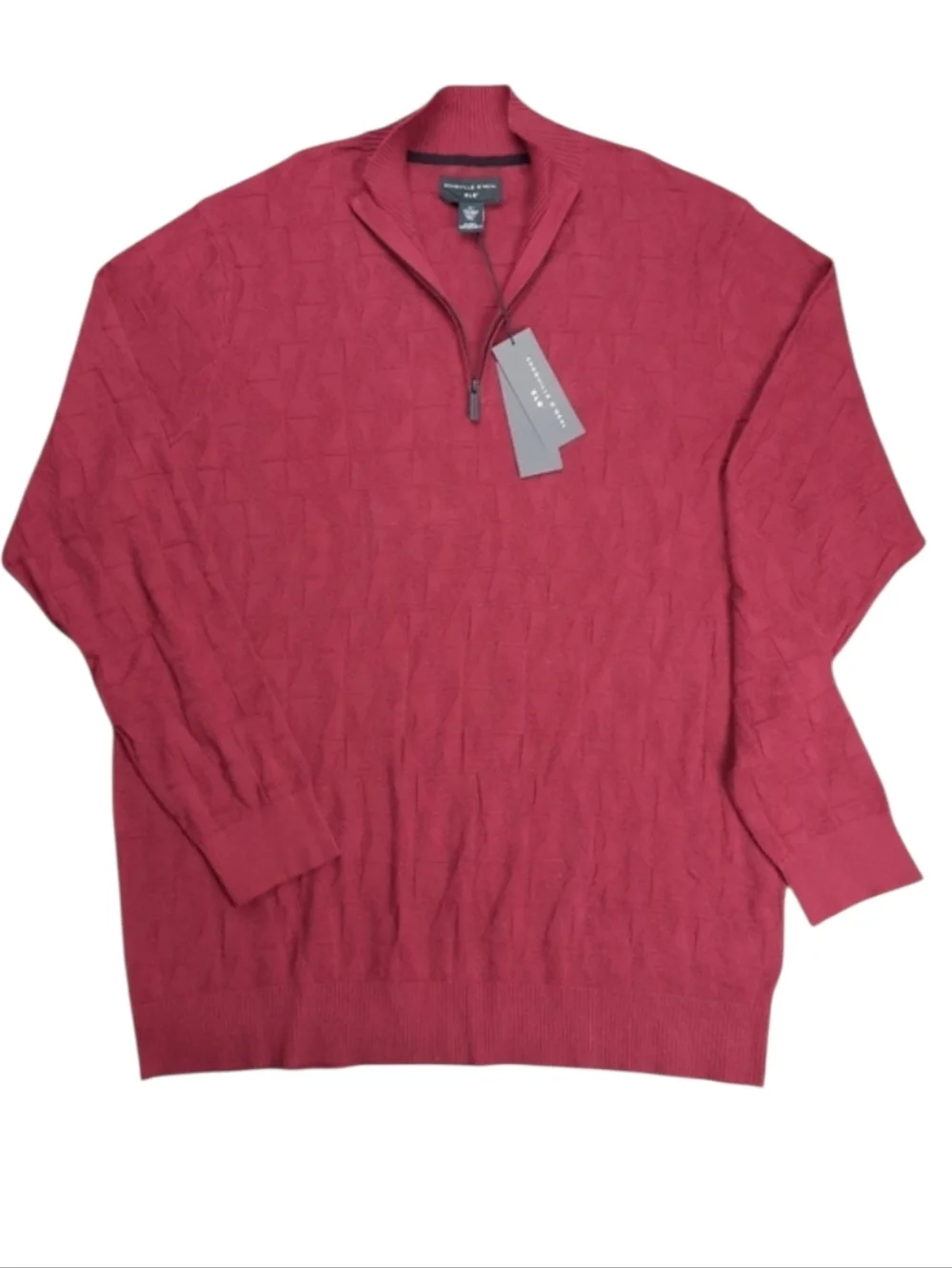 Shaquille O'Neal XLG Red Textured 1/4 Zip Pullover Sweater SZ 3XLT